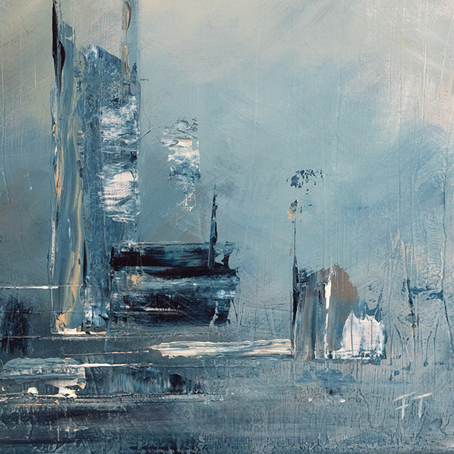 Blue Dystopian Cityscape