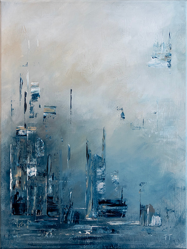 Blue Dystopian Cityscape