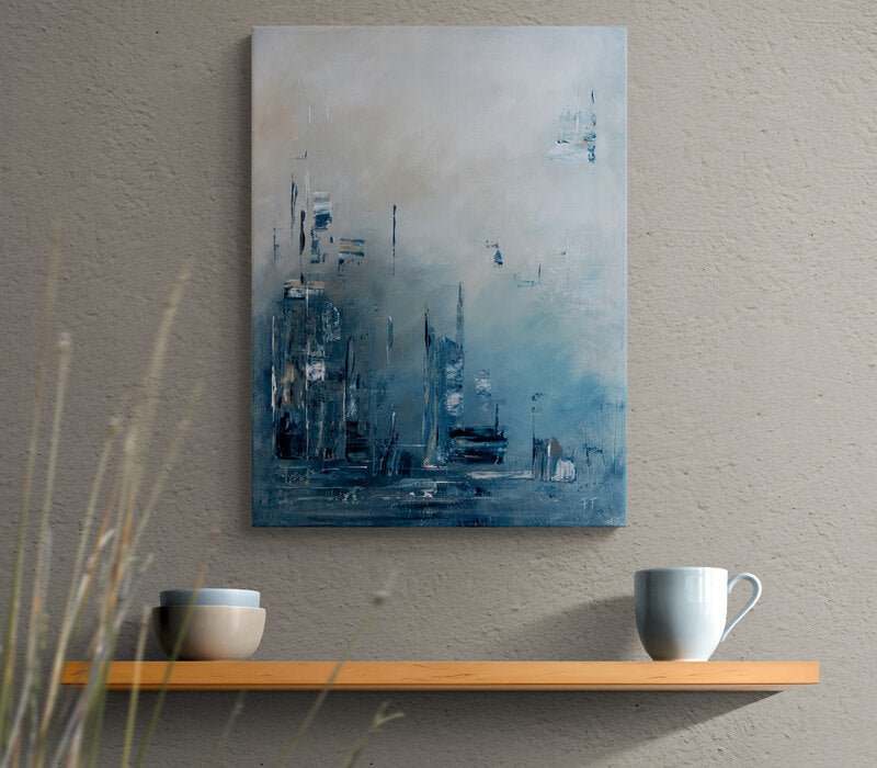 Blue Dystopian Cityscape