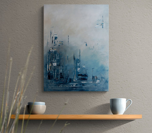 Blue Dystopian Cityscape